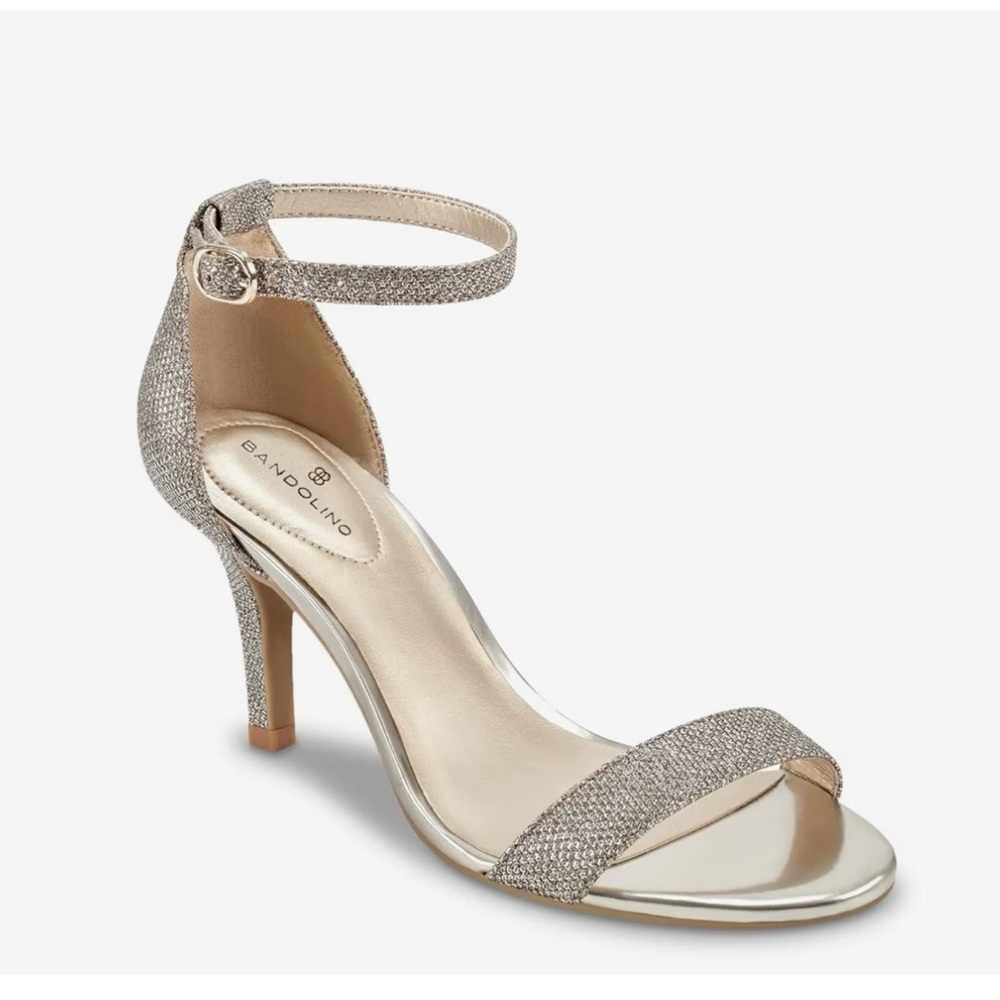 Bandolino Sparkly Stiletto Heels‎ Sz 9 Gold Toned Metallic Sparkle Prom Formal